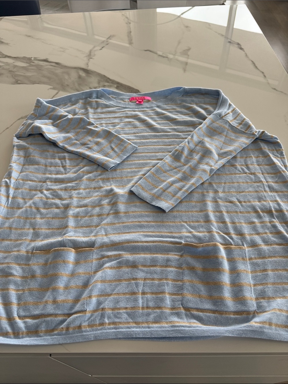 Lilly Pulitzer Blue and Gold Striped Long-Sleeve Tunic
